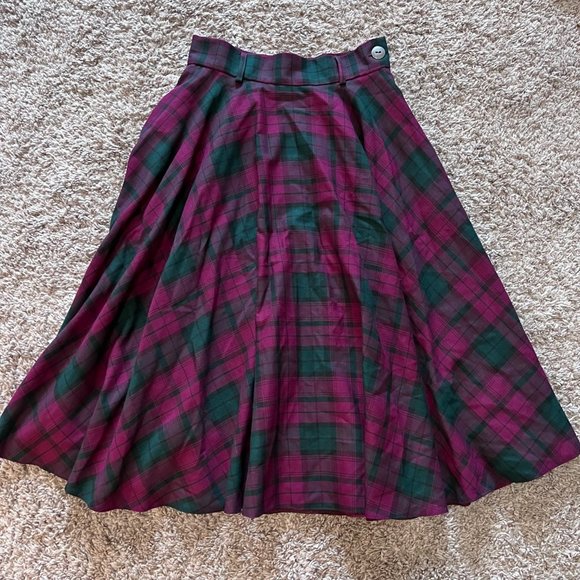 British Retro Dresses & Skirts - British Retro Tartan Check Print Full Skirt, Size 10, New